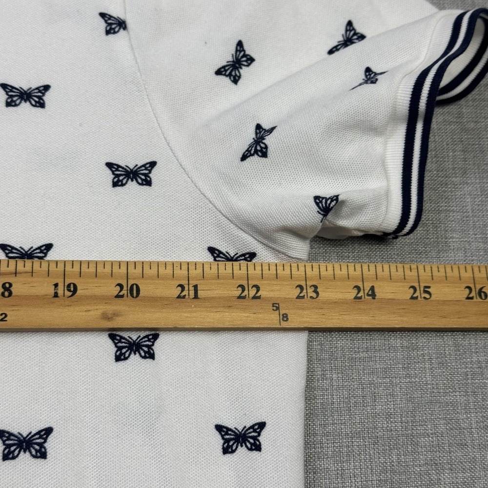 Polo Ralph Lauren Butterfly Pattern Polo Shirt Mens XL White Cotton Spandex - Picture 5 of 10